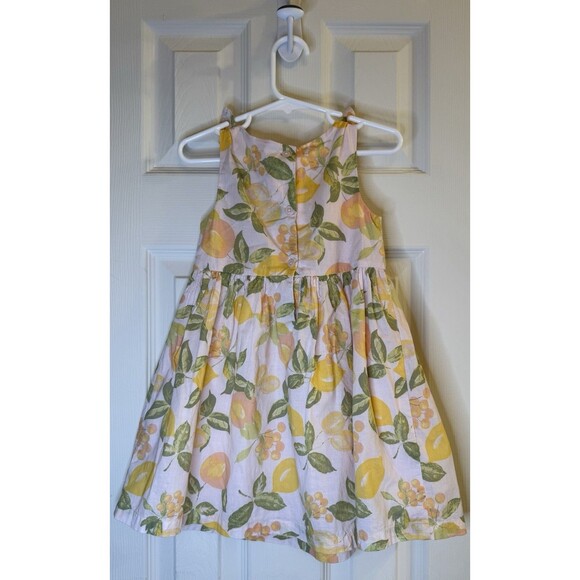 OshKosh B’gosh Girls 3T Dress Citrus Lemon Orange Print Sleeveless Cotton Lined - Picture 2 of 4